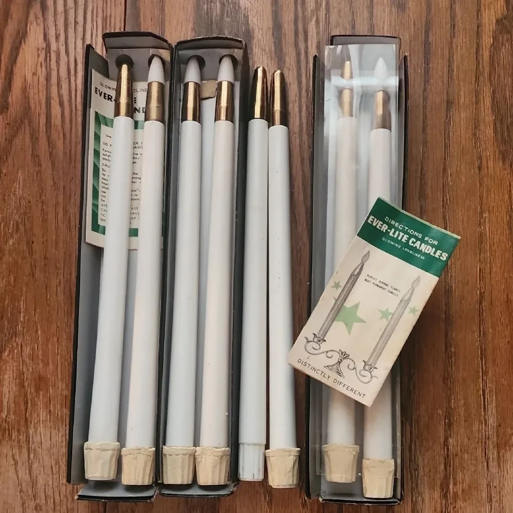 Vintage Set Of Ever~lite Refillable Taper Candles